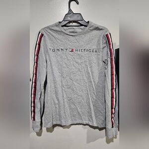 Tommy Hilfiger Gray Long Sleeve with Red White and Black Stripes